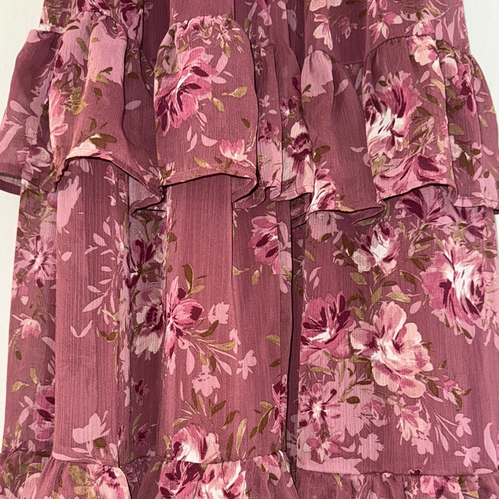 Miami  Francesca’s. Rosewood  color Maxi Dress  floral - Picture 8 of 9